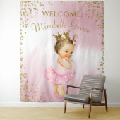 プリンセス バレリーナ ベビーシャワー 背景 ブルネット タペストリー (インサイチュ)