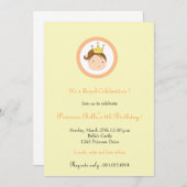 プリンセス-バースデーパーティ招待状(黄色) 招待状 (正面/裏面)