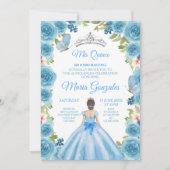 プリンセス パステルブルー ローズ & バタフライ ミス キンセ 招待状 (正面)