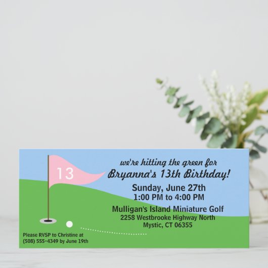 プリンセス·ピンクがグリーン·ゴルフの誕生日パーティーにヒット 招待状 (スタンド正面)
