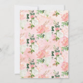 プリンセス ピンクとゴールドの花柄ファーストバースデー 招待状 (裏面)