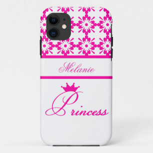 プリンセス – ピンクと白+パーソナライズ名 iPhone 11 ケース