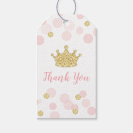 プリンセス ピンク ゴールド グリッター バースデー サンクス ギフトタグ