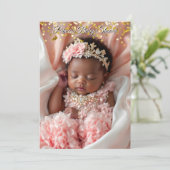 プリンセス ピンク ゴールド ベイビーガール シャワー エスニック 招待状 (スタンド正面)
