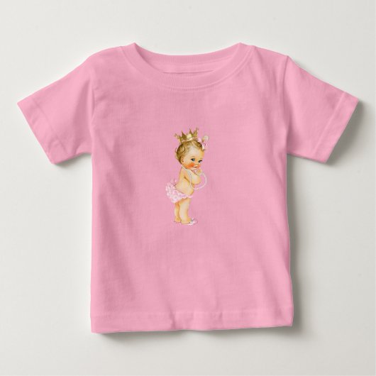 プリンセス ピンク & ゴールド ベビーTシャツ (正面)