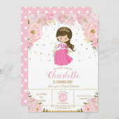 プリンセス·ピンク·フローラ第1回誕生日パーティー 招待状 (正面/裏面)