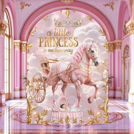 プリンセス ピンク ベビーシャワー 寝台カバー 招待状