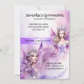 プリンセス フェアリー 15歳の誕生日 紫色 ファンシー ガールズ 招待状 (正面)