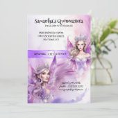 プリンセス フェアリー 15歳の誕生日 紫色 ファンシー ガールズ 招待状 (スタンド正面)