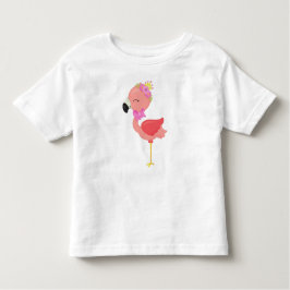 プリンセス フラミンゴ 花 可愛い フラミンゴ 王冠 トドラーTシャツ