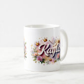 プリンセス フラワー カスタムマグ - 名前入り コーヒーマグカップ (正面右)