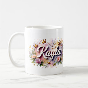 プリンセス フラワー カスタムマグ - 名前入り コーヒーマグカップ