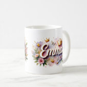 プリンセス フラワー カスタムマグ - 名前入り コーヒーマグカップ (正面右)