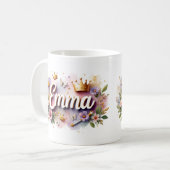プリンセス フラワー カスタムマグ - 名前入り コーヒーマグカップ (正面左)