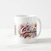 プリンセス フラワー カスタムマグ - 名前入り コーヒーマグカップ (正面右)
