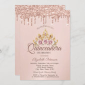 プリンセス フローラル クラウン ローズゴールド ドリップス キンセアニエラ 招待状 (正面/裏面)