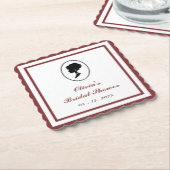 プリンセス・ブライダルシャワーのためのバジェット レッド ローズ フラワーズ ブリジャートン ペーパーコースター (アングル)