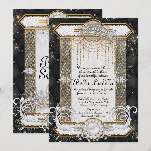 プリンセス ブリング ダイヤモンド パーティー 招待状 (正面/裏面)