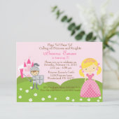 プリンセス(ブロンド)および騎士誕生日の招待 招待状 (スタンド正面)