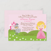 プリンセス(ブロンド)および騎士誕生日の招待 招待状 (正面/裏面)