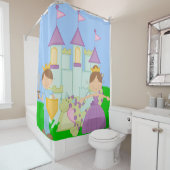 プリンセス、プリンス、ドラゴン、城おとぎ話 シャワーカーテン (インサイチュ)