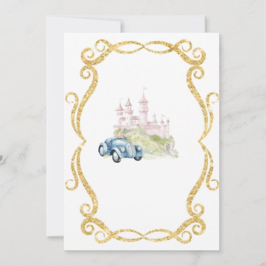 プリンセス&レーシングカーボーイガールジョイント誕生日 招待状 (裏面)