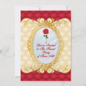 プリンセス、レ王室のッドローズ誕生日招待状 招待状 (裏面)