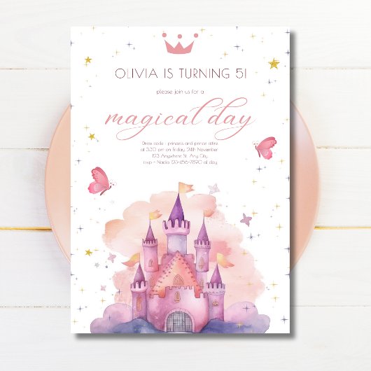 プリンセス・ロイヤルの誕生日 魔法のピンクのお城 招待状