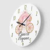 プリンセス ロイヤル ピンク & ゴールド カート リッジ ウォール アート ラージ壁時計 (傾斜)