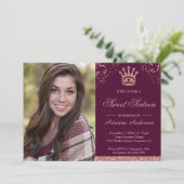 プリンセス ローズゴールド グリッター フォト スイート シックスティーン 招待状 (スタンド正面)