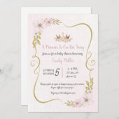 プリンセス ローズゴールド ベビーシャワー 招待状 (正面/裏面)