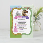 プリンセス&恐竜ボーイガール誕生日ディノキャッスル 招待状 (スタンド正面)