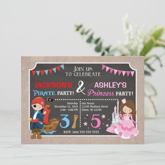 プリンセス・海賊共同誕生日招待状 招待状 (スタンド正面)