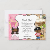 プリンセス&海賊版パーティーダークスキンサンキューカード 招待状 (正面)