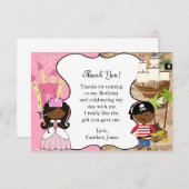 プリンセス&海賊版パーティーダークスキンサンキューカード 招待状 (正面/裏面)