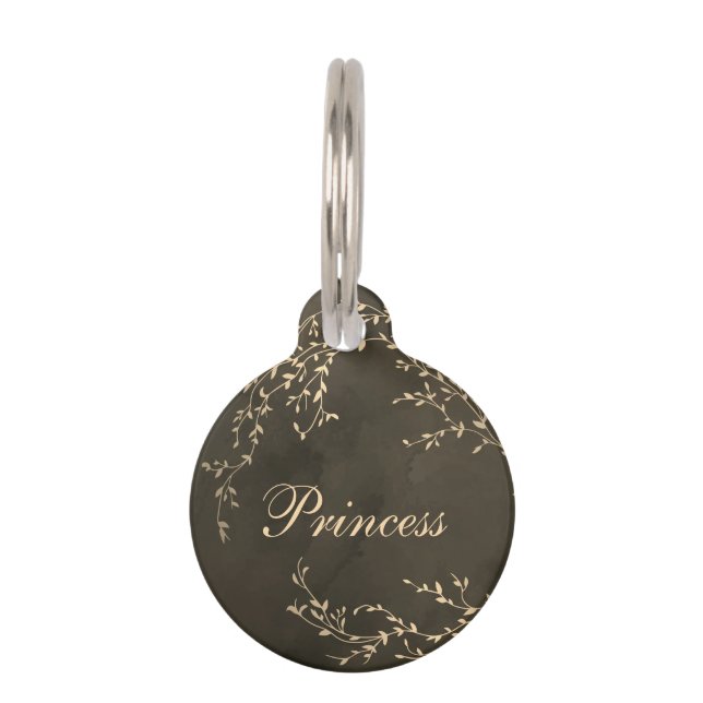 プリンセス 犬 猫 ペット エレガント フラワー ペット　ネームタグ (正面)