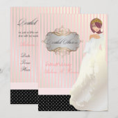 プリンセス + 王冠/縞模様/ポルカドット/結婚前お披露目パーティー 招待状 (正面/裏面)