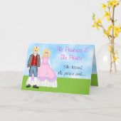 プリンセス、王子とユニコーン誕生日カード カード (黄色い花)