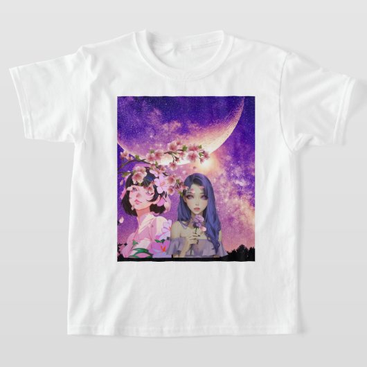 プリンセス 白シャツ デザイン Tシャツ (レイダウン)