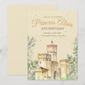 プリンセス 誕生日 インビテーション プリンセス 城 ガールズ (正面/裏面)