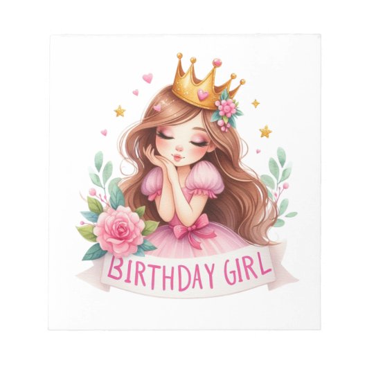 プリンセス 誕生日 女の子 クラウン ノートパッド (正面)