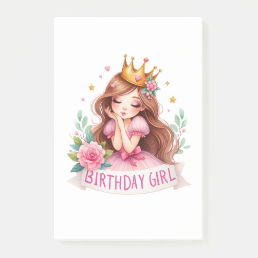 プリンセス 誕生日 女の子 クラウン ポストイット (正面)