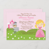 プリンセス（金髪）と騎士の誕生日招待状 招待状 (正面/裏面)