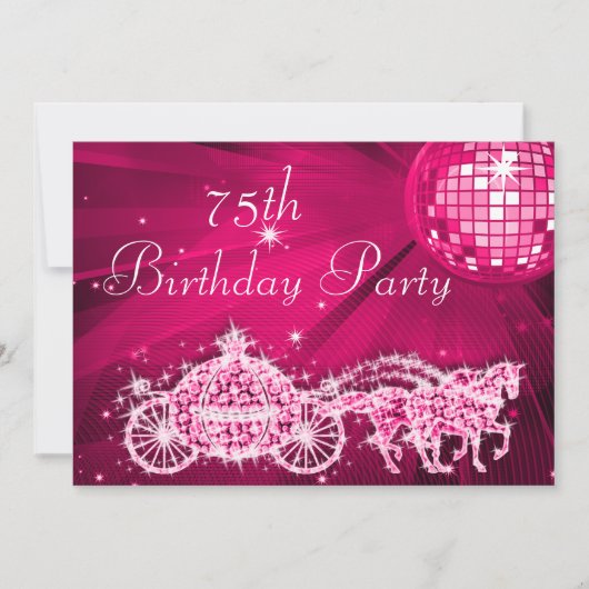 プリンセス+馬車 75歳の誕生日 招待状 (正面)