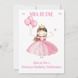 プリンセス 1歳の誕生日招待状 女の子 👑 招待状