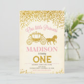 プリンセス 1歳 誕生日 招待状 / グリッター (スタンド正面)