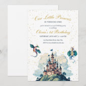 プリンセス 1歳 誕生日 招待状, プリンセス パーティー (正面/裏面)