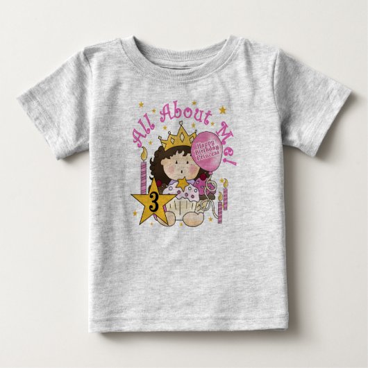 プリンセスAll About Me 3 Birthday T-shirts ベビーTシャツ (正面)