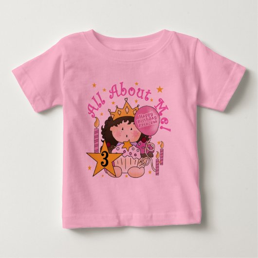 プリンセスAll About Me 3 Birthday T-shirts ベビーTシャツ (正面)
