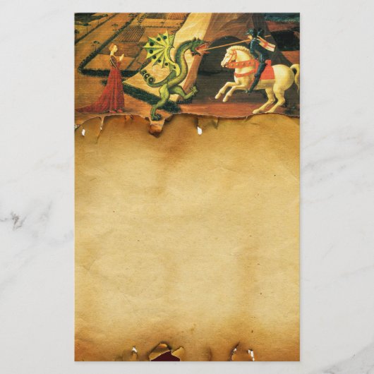 プリンセスST.ジョージ&ドラゴン、ブラウンパーチメント 便箋 (正面)